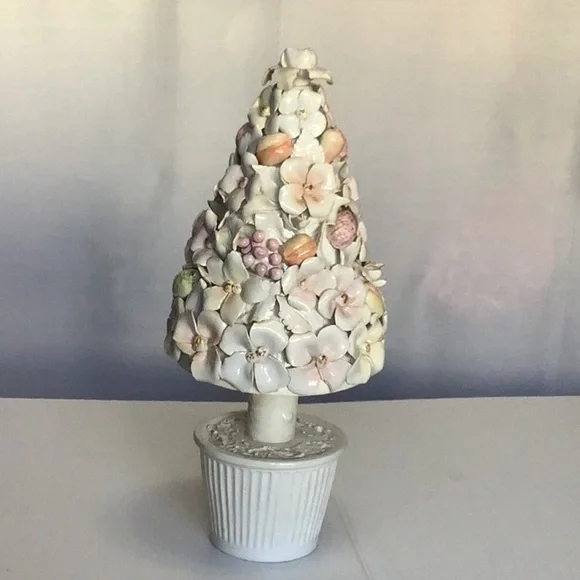 ARDALT Italy Vintage‎ Fiori Bianco Porcelain Topiary Tree Cottagecore 14” - Picture 3 of 14